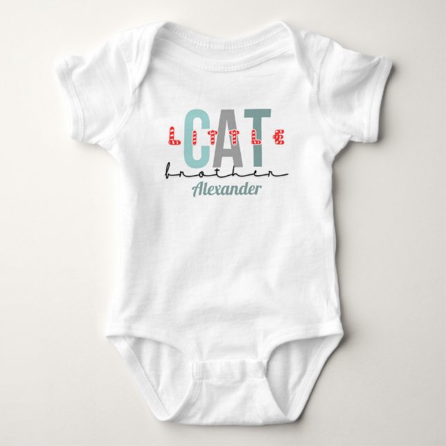 Body Para Bebê Irmãozinho gato design fofo (Frente)