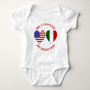 Body Para Bebê Itália Bandeira EUA Corações País Patrimônio