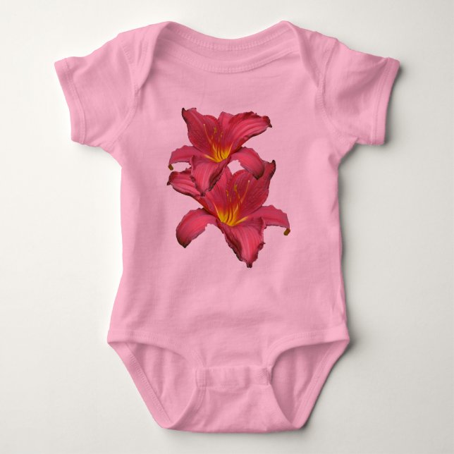 Body Para Bebê Itens de Coordenada do Red Daylily (Frente)