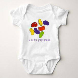 Body Para Bebê J é para Jelly Beans Rainbow Candy Alphabet Sweets