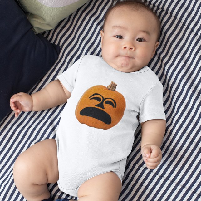 Body Para Bebê Jack o' Lanterna Rosto Infeliz, Abóbora do Dia das (Jack o' Lantern Unhappy Face, Halloween Pumpkin Baby Bodysuit)