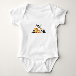 Body Para Bebê Jack o Lanterns e Bat Halloween T-Shirt