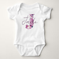 Jade Baby Name Reveal Vintage Floral Girl - Letra 