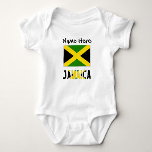Body Para Bebê Jamaica e bandeira jamaicana com seu nome