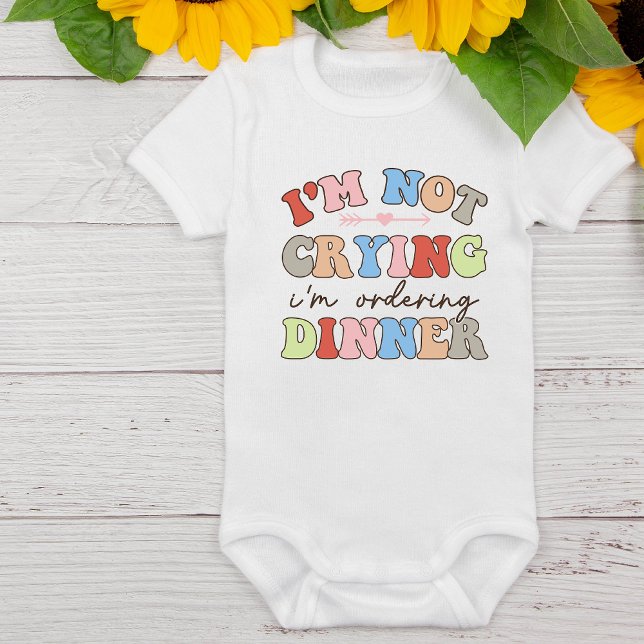 Body Para Bebê Janto de Ordenação de Retro Funny Não Chorando (Criador carregado)