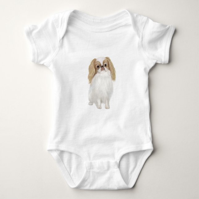 Body Para Bebê Japanese Chin (Laranja / branco) (Frente)
