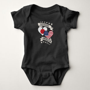 Body Para Bebê Japonês American Heart Flags Japão América