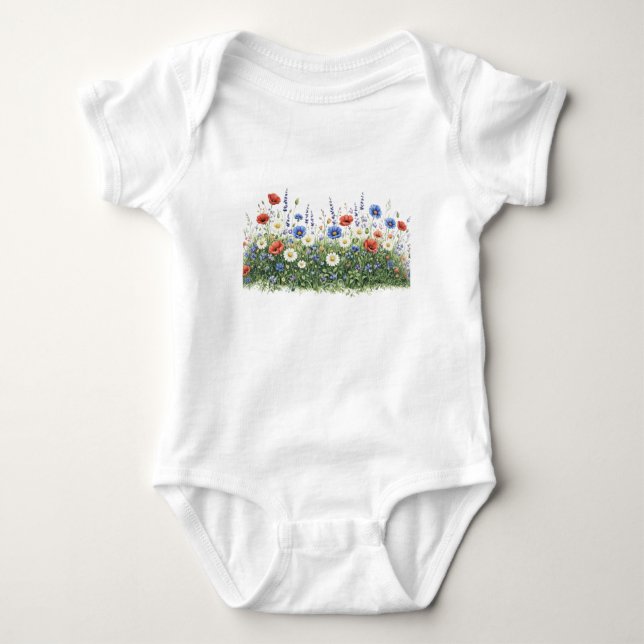 Body Para Bebê Jardim botânico de flores silvestres (Frente)