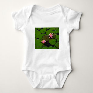 Body Para Bebê Jardim cor-de-rosa do lírio de água dos lótus,