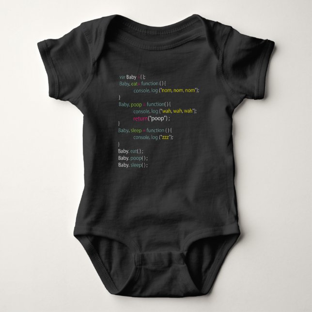 Body Para Bebê Java Script Programming Coding Baby Bodysuit  (Frente)
