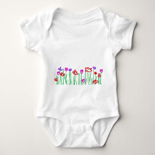 Body Para Bebê Jersey body flowers (Frente)