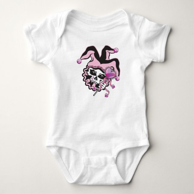 Body Para Bebê Jester of Hearts Skull (Frente)