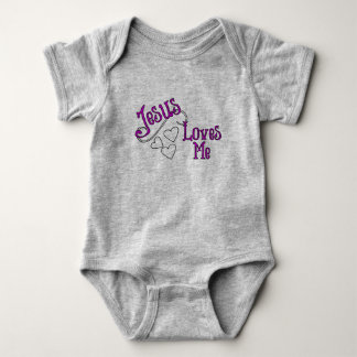 Body Para Bebê Jesus ama-me cinzento com corações