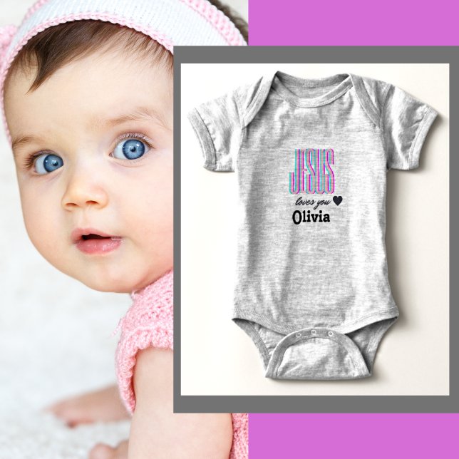 Body Para Bebê Jesus Ama Você Olivia Baby Bodysuit Personalizado (Criador carregado)