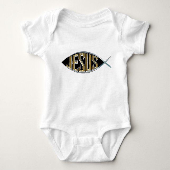 Body Para Bebê Jesus dentro de um símbolo de peixe (Frente)