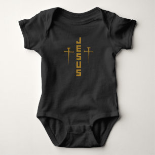 Body Para Bebê JESUS Nail Cross Christian Faith Para Crenças GLD