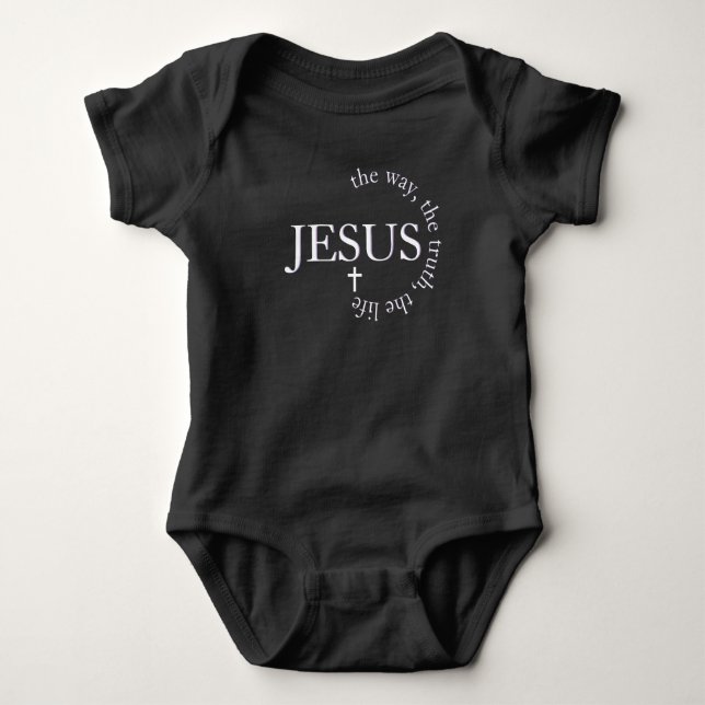 Body Para Bebê Jesus, verdade, vida John 14:6 Cruz (Frente)