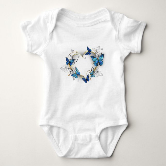 Body Para Bebê Jewelry Heart with Butterflies Morpho (Frente)