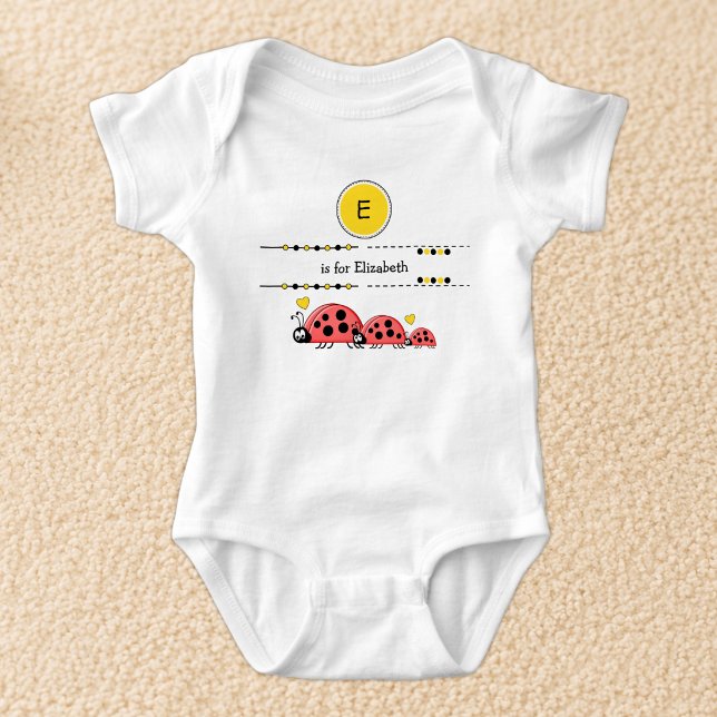Body Para Bebê Joaninhas adicionar nome preto e amarelo (Criador carregado)