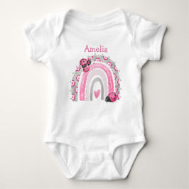 Body Para Bebê Joaninhas Rosa com Bodysuit Bebê Arco-íris