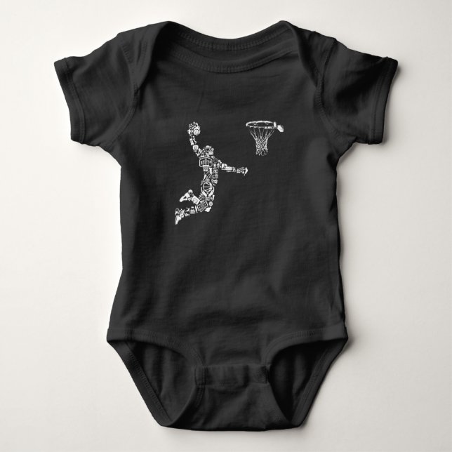 Body Para Bebê Jogador de basquete atleta Dunk Art esportista (Frente)