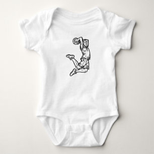 Body Para Bebê Jogador de Basquete Fazendo Design Escuro de Slam