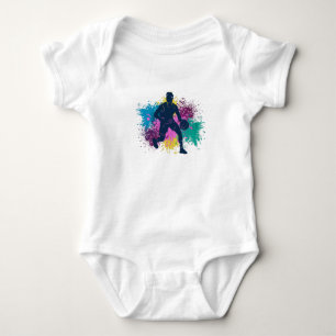 Body Para Bebê Jogador de Basquete Mancha de Cor Grunge