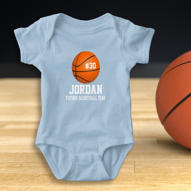 Body Para Bebê Jogador de Basquete Personalizado e Nome da Equipe (Criador carregado)