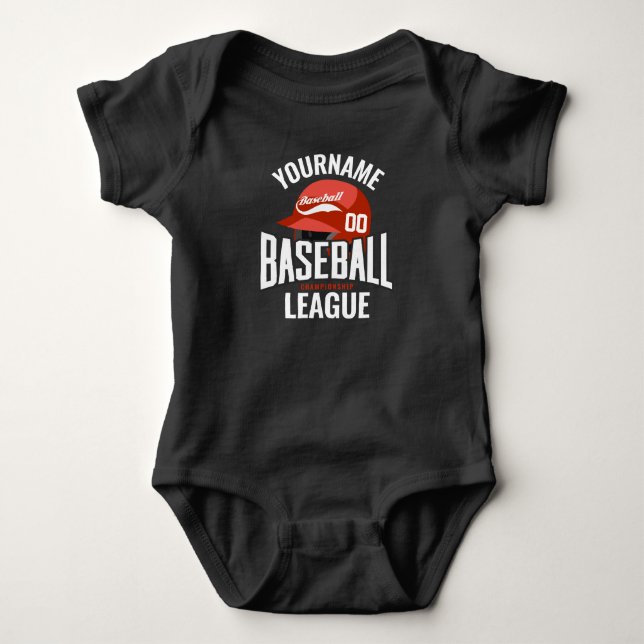 Body Para Bebê Jogador de Beisebol Personalizado NOME Equipe Camp (Frente)
