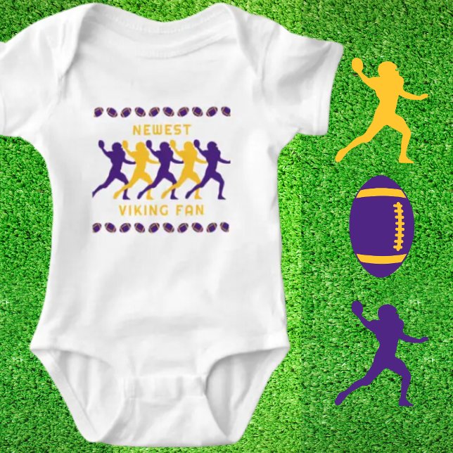 Body Para Bebê Jogador de futebol de fã Dourado Roxo (Criador carregado)