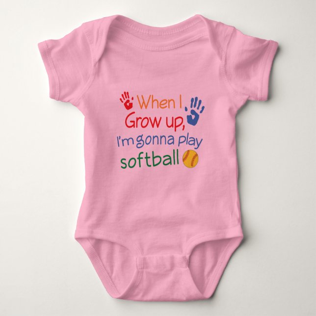 Body Para Bebê Jogador de softball futuro (Frente)