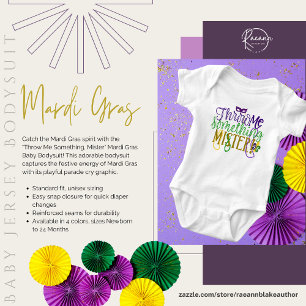Body Para Bebê "Jogue-me algo, Senhor" Carnaval de Nova Orleans