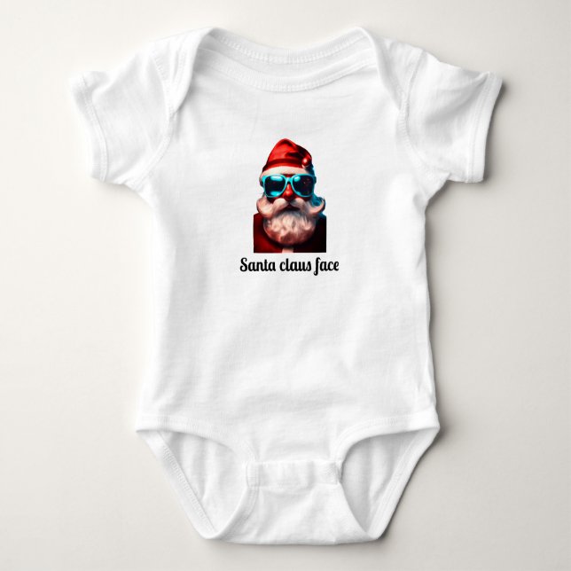 Body Para Bebê Jolly Santa Claus Face Design Tee - Cristo Festivo (Frente)