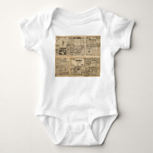 Body Para Bebê Jornal antigo: fundo de papel vintage.