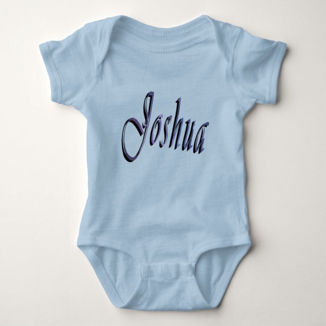 Body Para Bebê Joshua, nome dos rapazes, Bebês, roupa azul (Frente)