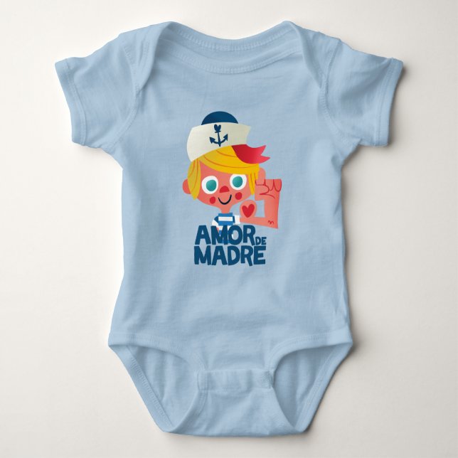 Body Para Bebê Joy do Marinheiro: Cartoon AMOR DE MADRE (Frente)