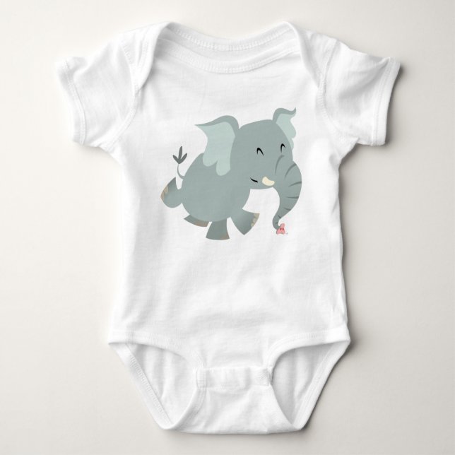 Body Para Bebê Joyful Cartoon Elephant Baby Roupa (Frente)