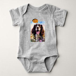 Body Para Bebê Joyful Springer Spaniel  in Watercolor