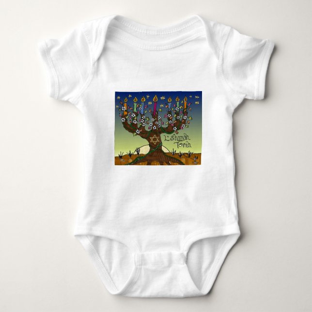 Body Para Bebê Judaica L'shanah Tovah Tree Of Life Gifts Roupa (Frente)