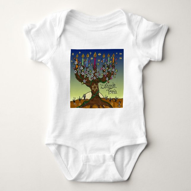 Body Para Bebê Judaica L'shanah Tovah Tree Of Life Gifts Roupa (Frente)