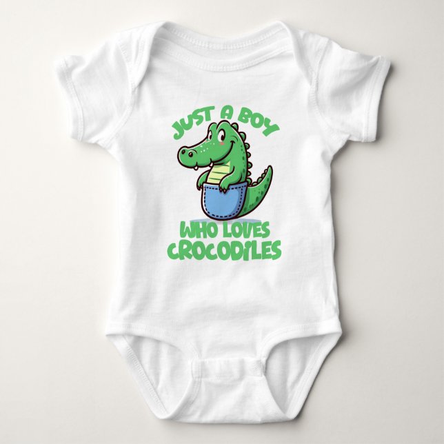 Body Para Bebê Just A Boy Who Loves Crocodiles (Frente)