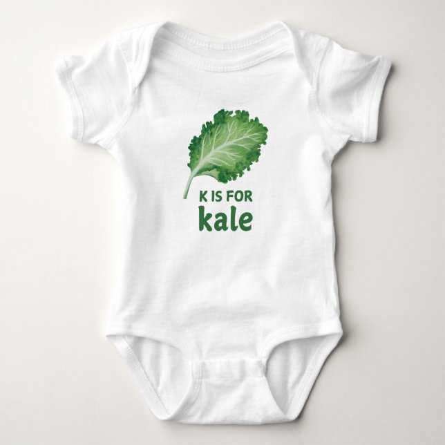 Body Para Bebê K é para KALE Green Veggie Alphabet K (Frente)