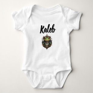 Body Para Bebê Kaleb Nome Com Sapo Steampunk,