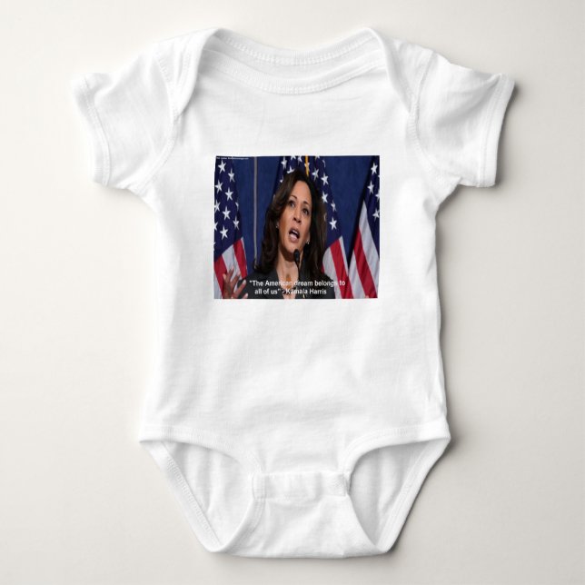 Body Para Bebê Kamala Harris e American Dream Citação Bebê Bodyca (Frente)