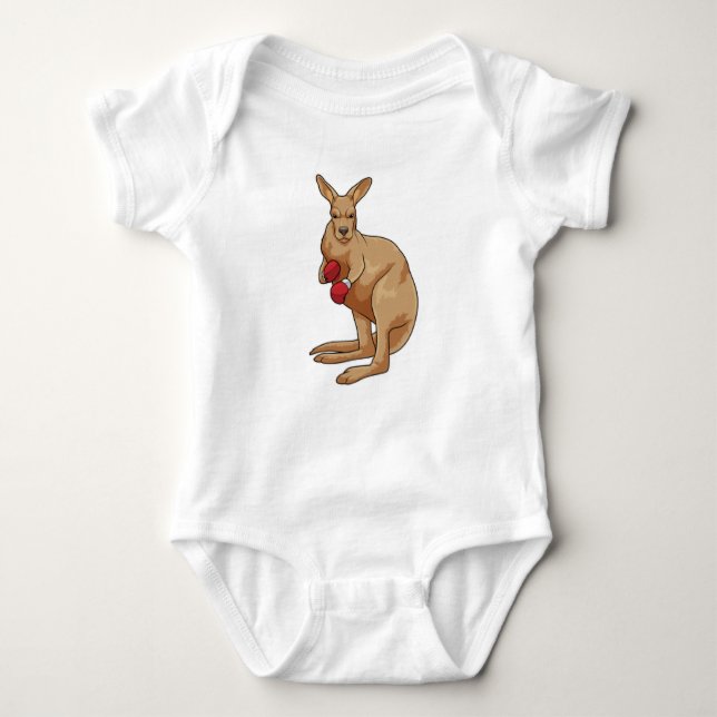 Body Para Bebê Kangaroo como Boxer com luvas in a box (Frente)