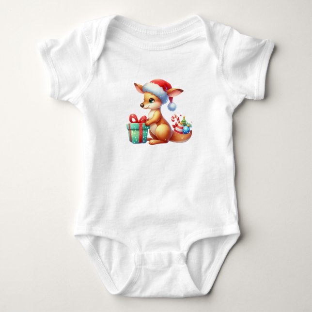 Body Para Bebê Kangaroo de Natal surpreendente (Frente)
