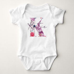 Body Para Bebê Katie Baby Name Reveal Vintage Floral Flower K