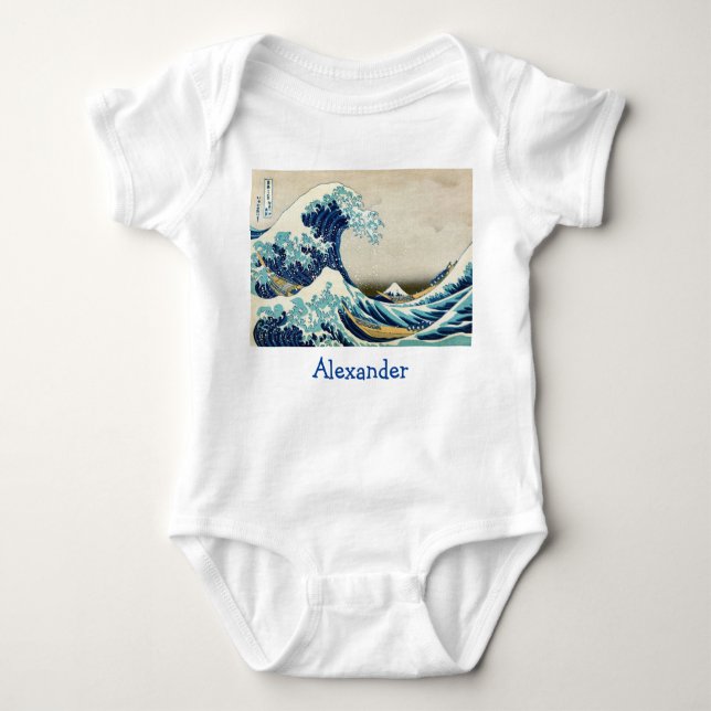 Body Para Bebê Katsushika Hokusai - The Great Wave off Kanagawa (Frente)