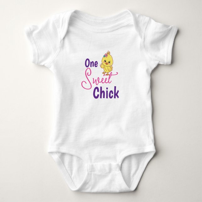 Body Para Bebê Kawaii Baby Chicks One Sweet Chick White Baby Bib (Frente)