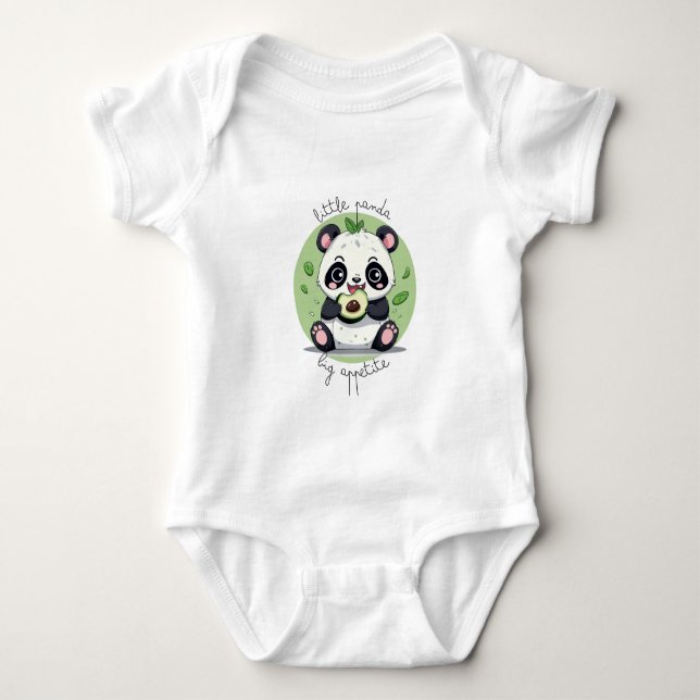 Body Para Bebê Kawaii Cute Baby Panda Comendo Avocado (Frente)
